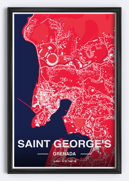 Grenada - St. George's Map Art Wall Print