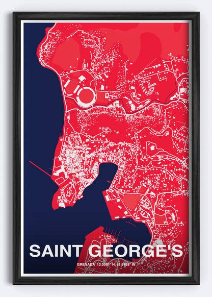 Grenada - St. George's Map Art Wall Print