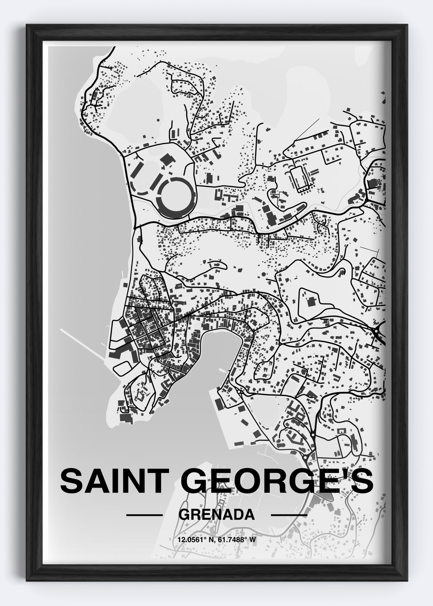 Grenada - St. George's Map Art Wall Print