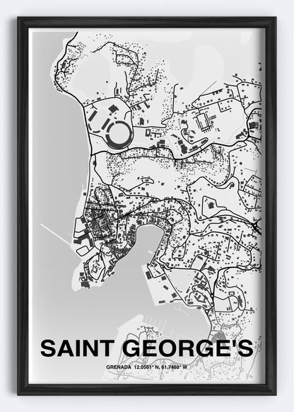 Grenada - St. George's Map Art Wall Print