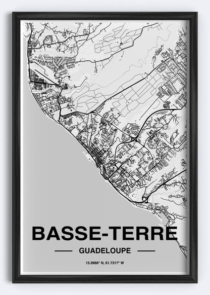 Guadeloupe - Basse-Terre Map Art Wall Print