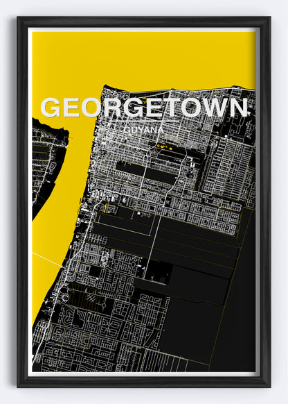 Guyana - Georgetown Map Art Wall Print