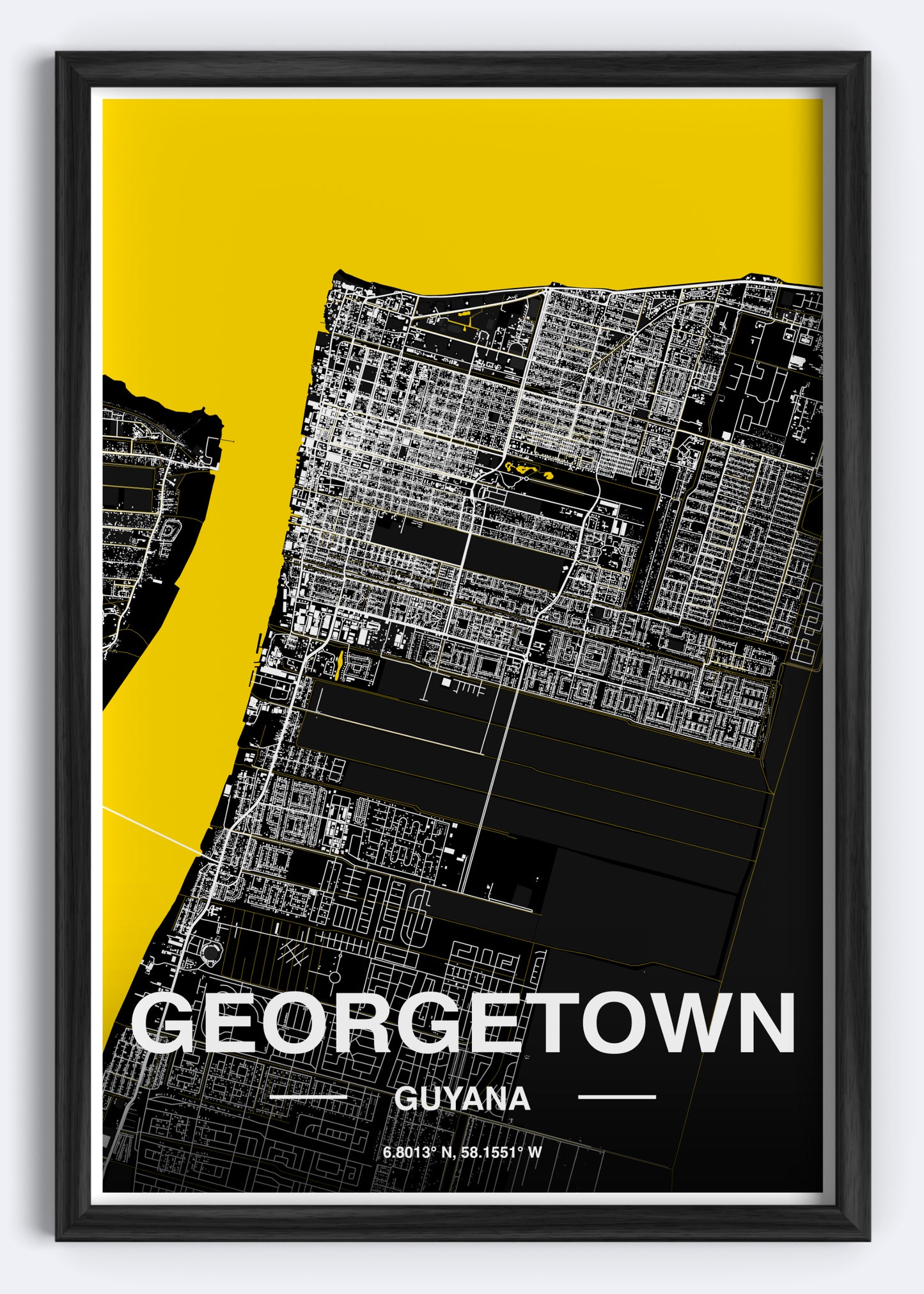 Guyana - Georgetown Map Art Wall Print