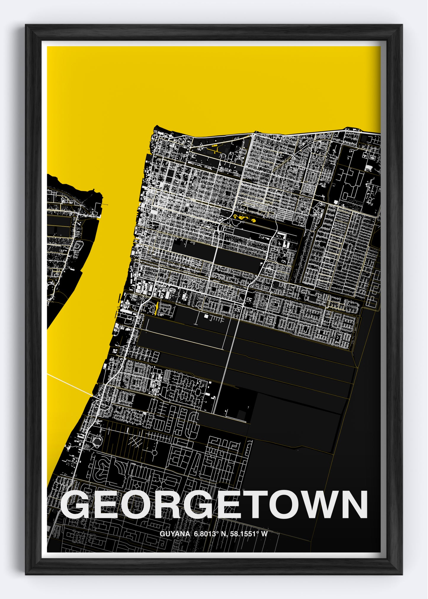 Guyana - Georgetown Map Art Wall Print