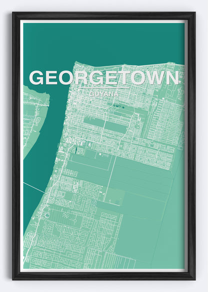 Guyana - Georgetown Map Art Wall Print