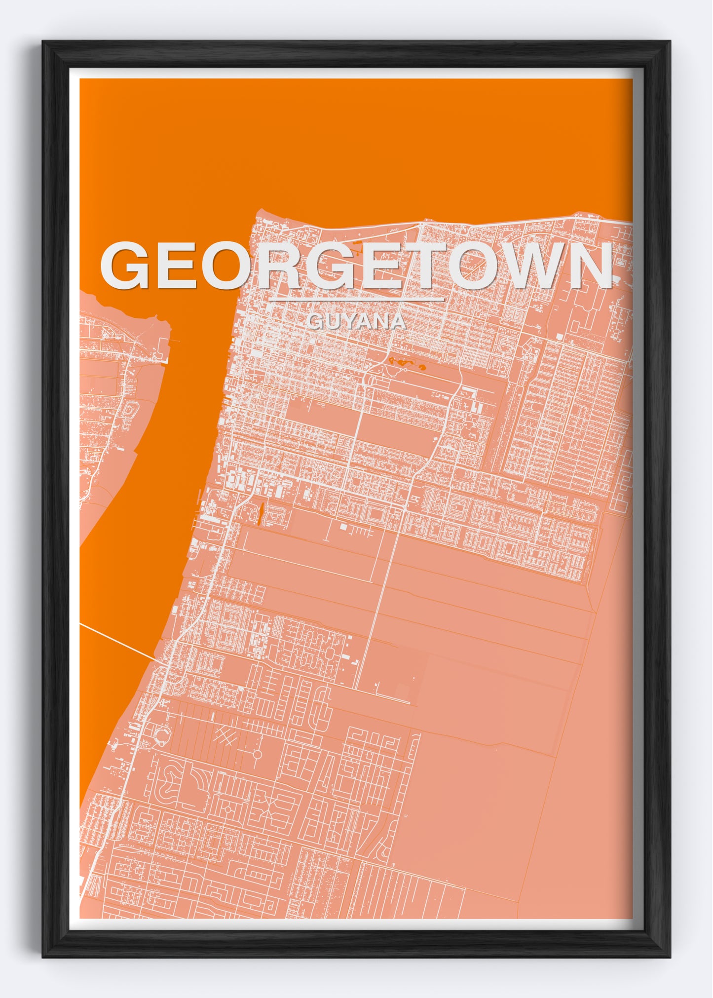 Guyana - Georgetown Map Art Wall Print