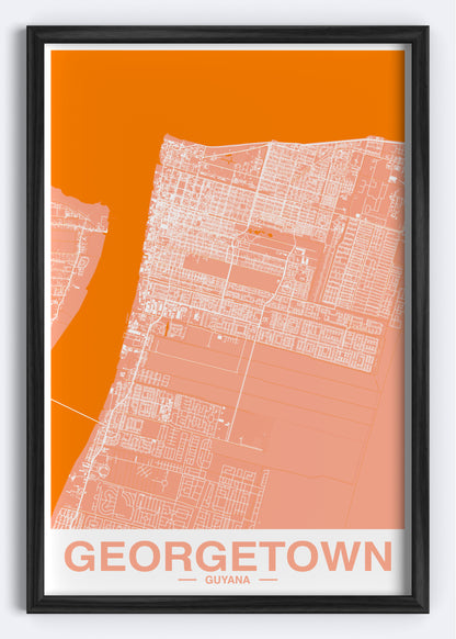 Guyana - Georgetown Map Art Wall Print