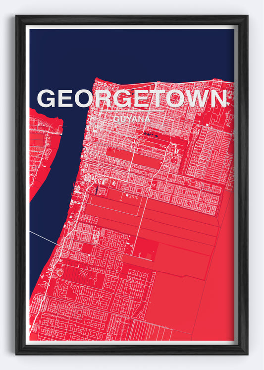 Guyana - Georgetown Map Art Wall Print