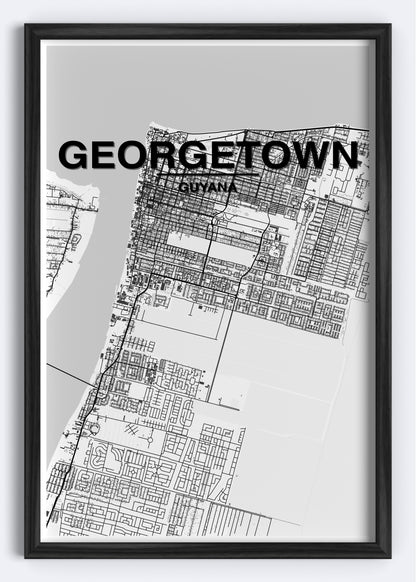 Guyana - Georgetown Map Art Wall Print