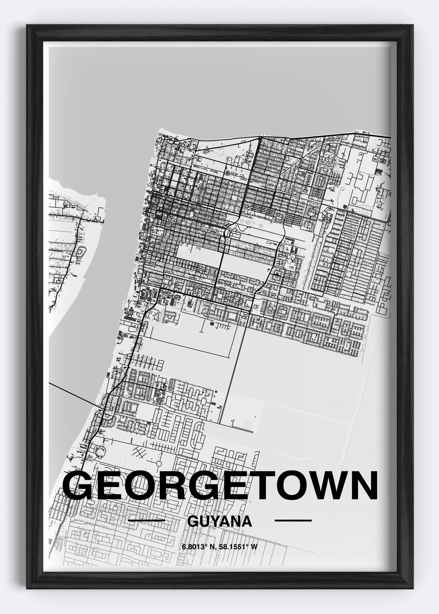 Guyana - Georgetown Map Art Wall Print