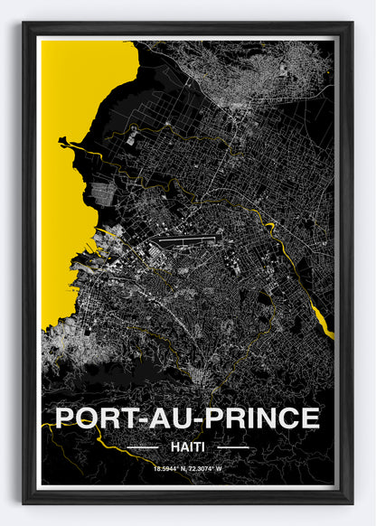 Haiti - Port-Au-Prince Map Art Wall Print