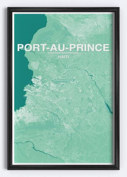 Haiti - Port-Au-Prince Map Art Wall Print