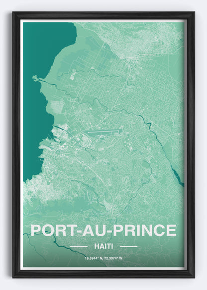 Haiti - Port-Au-Prince Map Art Wall Print