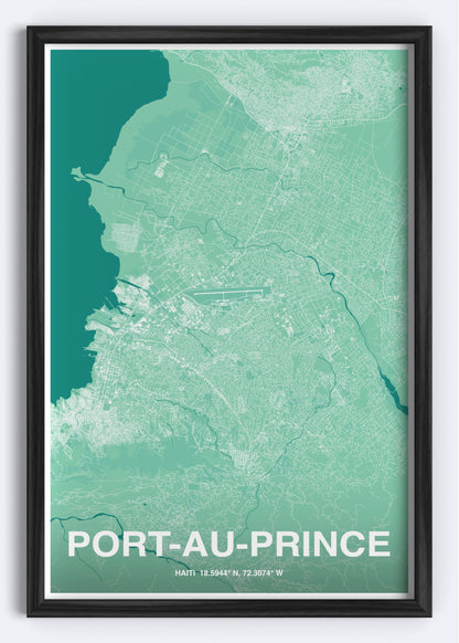 Haiti - Port-Au-Prince Map Art Wall Print