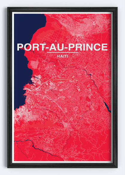 Haiti - Port-Au-Prince Map Art Wall Print