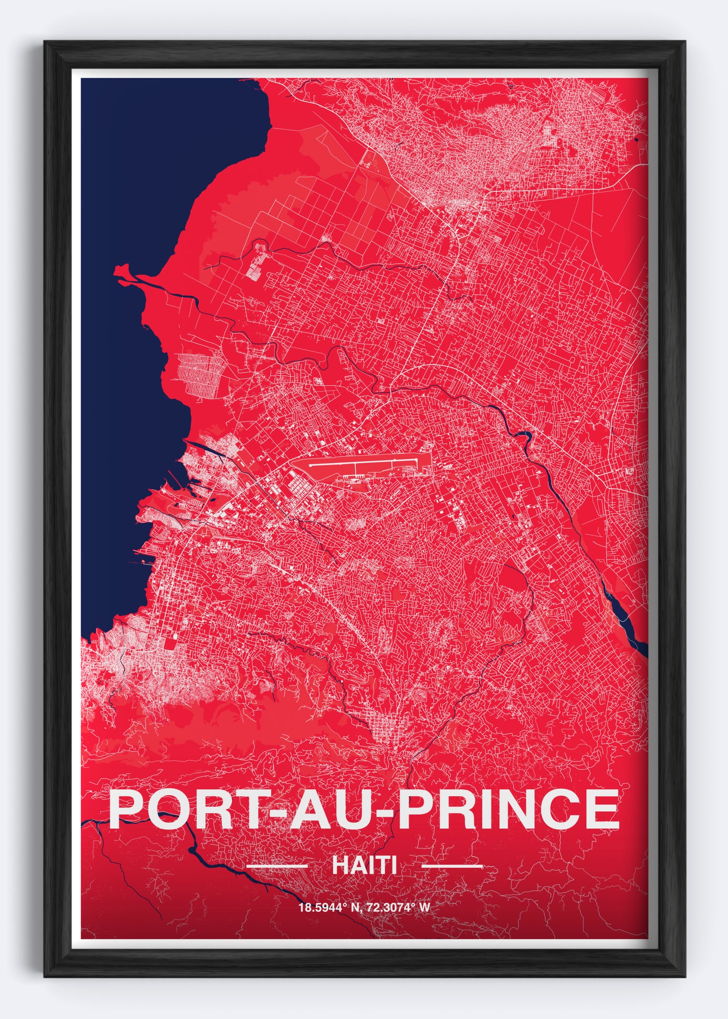 Haiti - Port-Au-Prince Map Art Wall Print