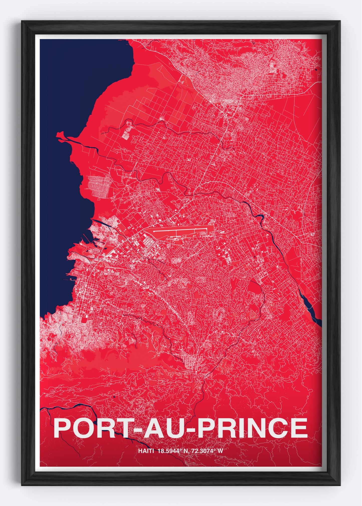 Haiti - Port-Au-Prince Map Art Wall Print