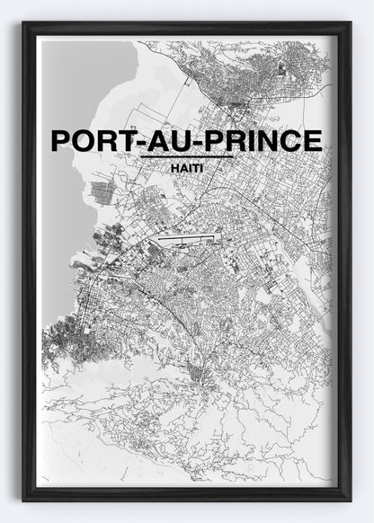 Haiti - Port-Au-Prince Map Art Wall Print