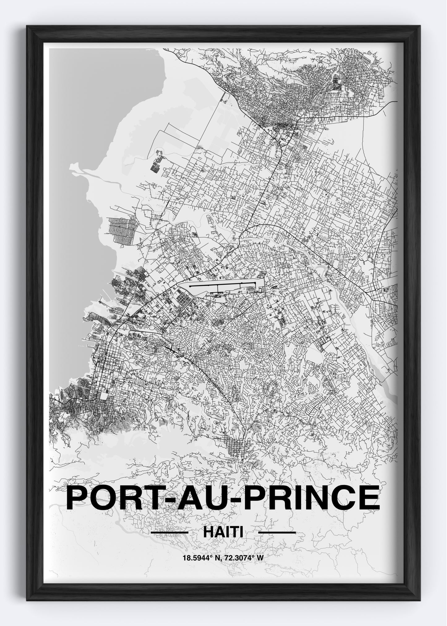 Haiti - Port-Au-Prince Map Art Wall Print