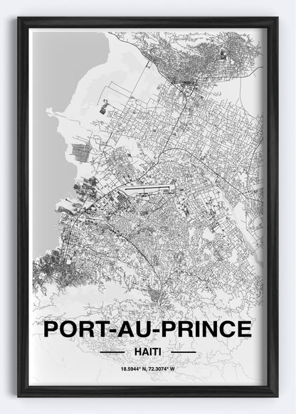 Haiti - Port-Au-Prince Map Art Wall Print