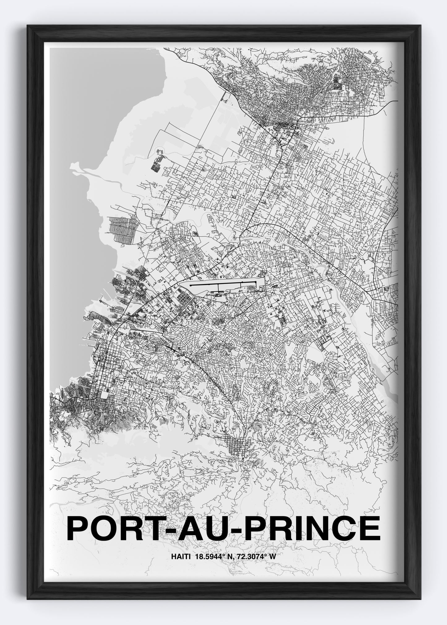 Haiti - Port-Au-Prince Map Art Wall Print