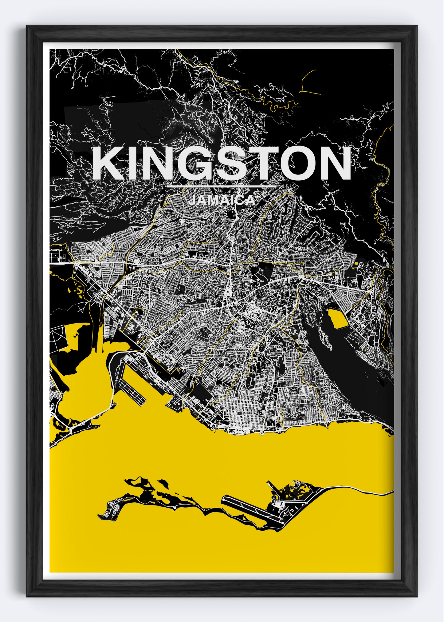 Jamaica - Kingston Map Art Wall Print