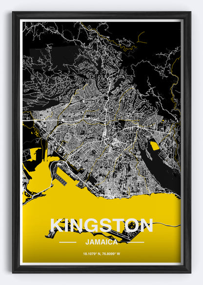 Jamaica - Kingston Map Art Wall Print