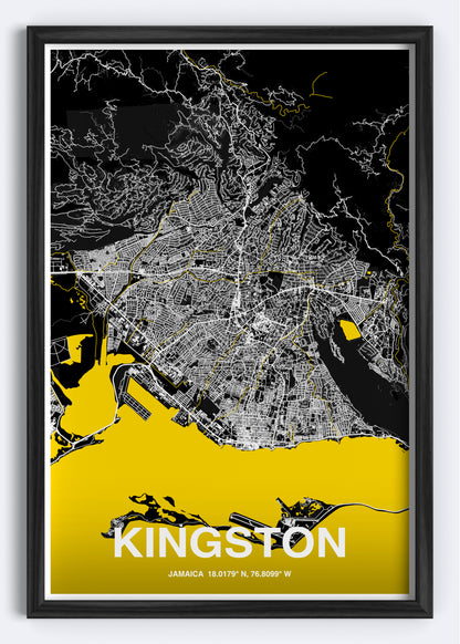 Jamaica - Kingston Map Art Wall Print