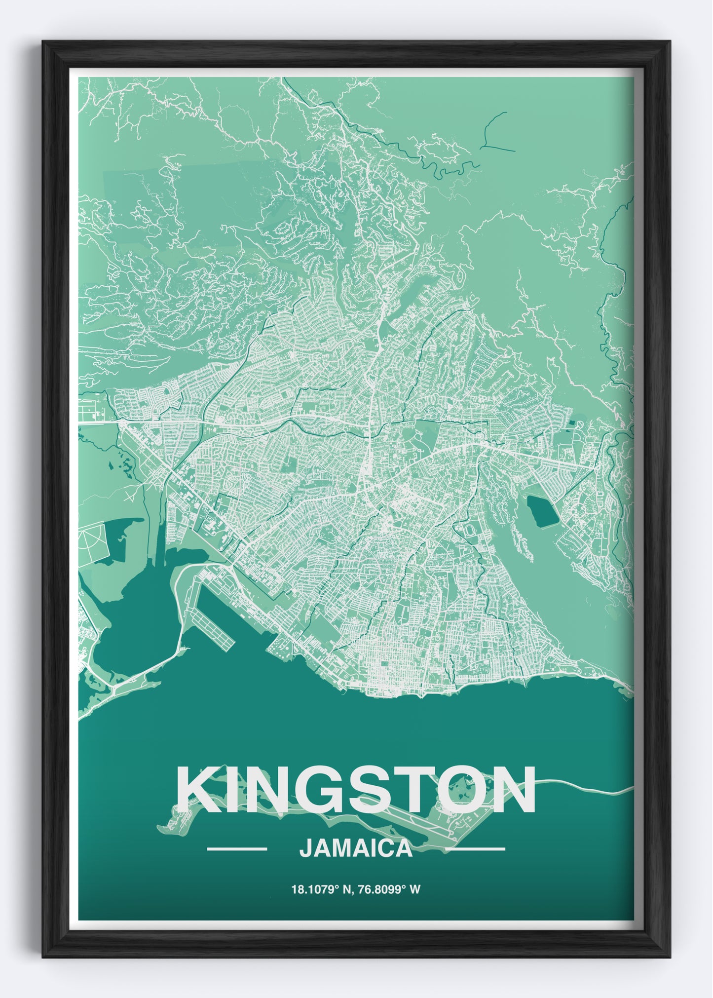 Jamaica - Kingston Map Art Wall Print