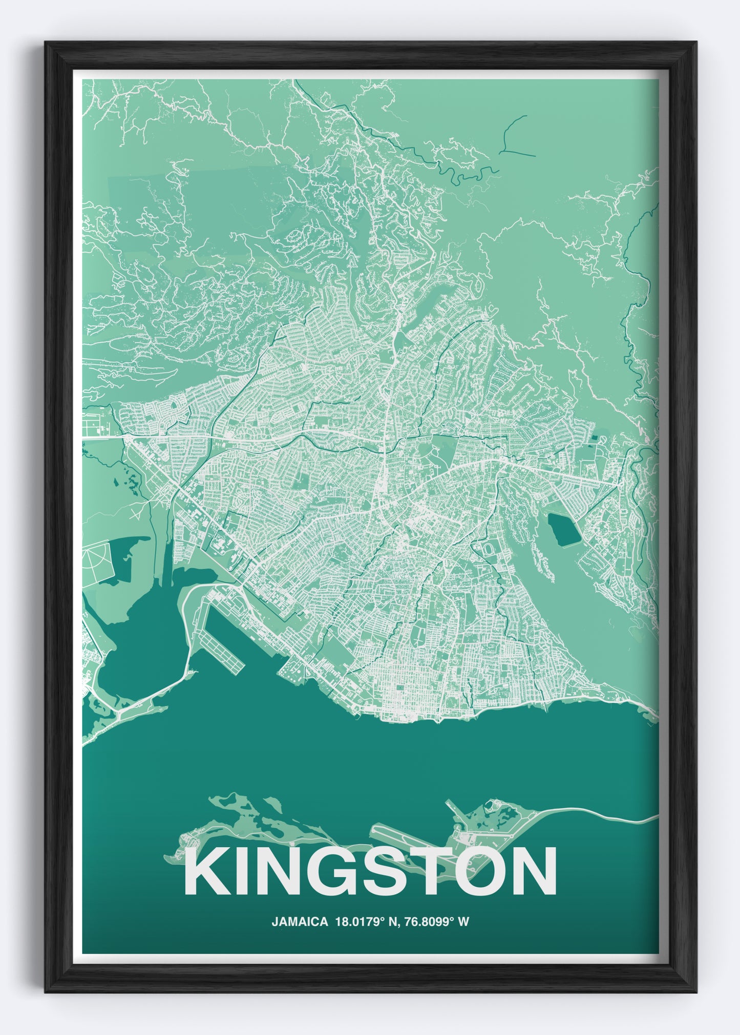 Jamaica - Kingston Map Art Wall Print