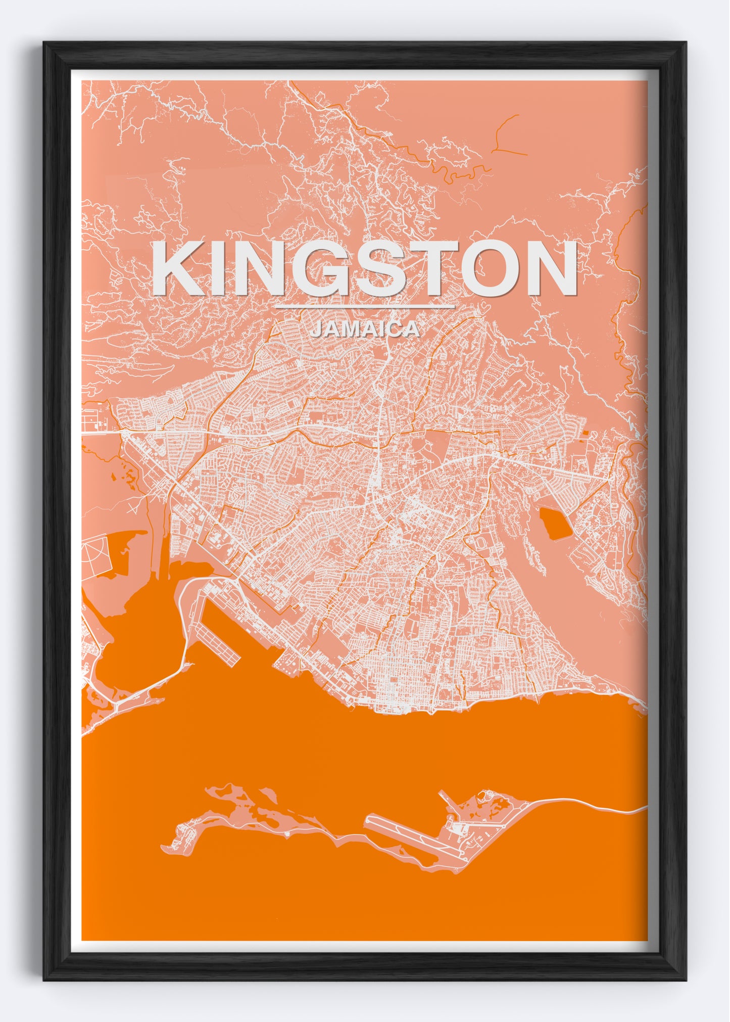 Jamaica - Kingston Map Art Wall Print