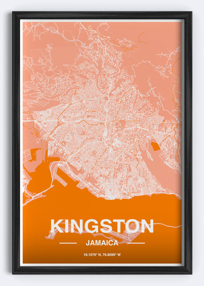 Jamaica - Kingston Map Art Wall Print