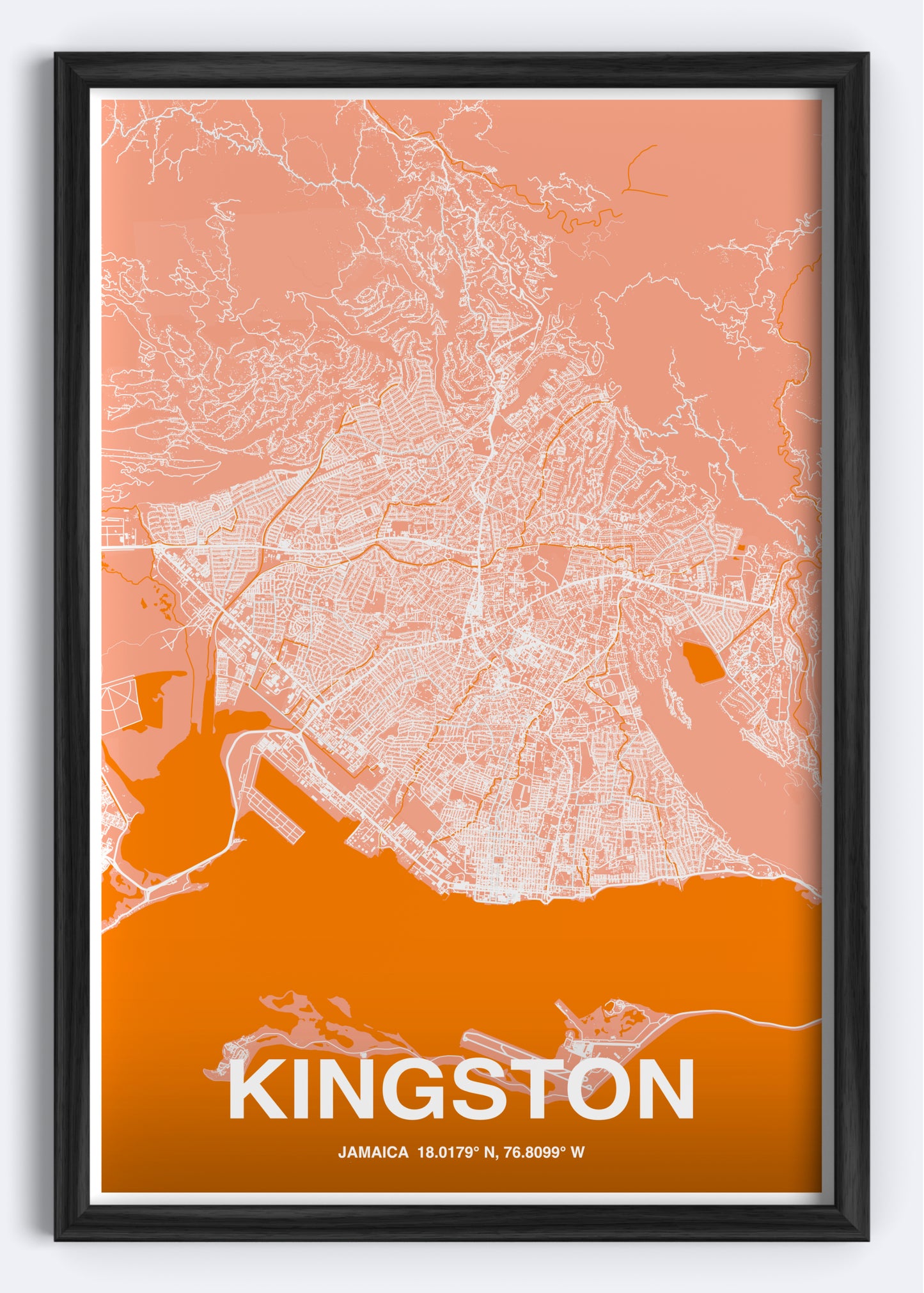 Jamaica - Kingston Map Art Wall Print