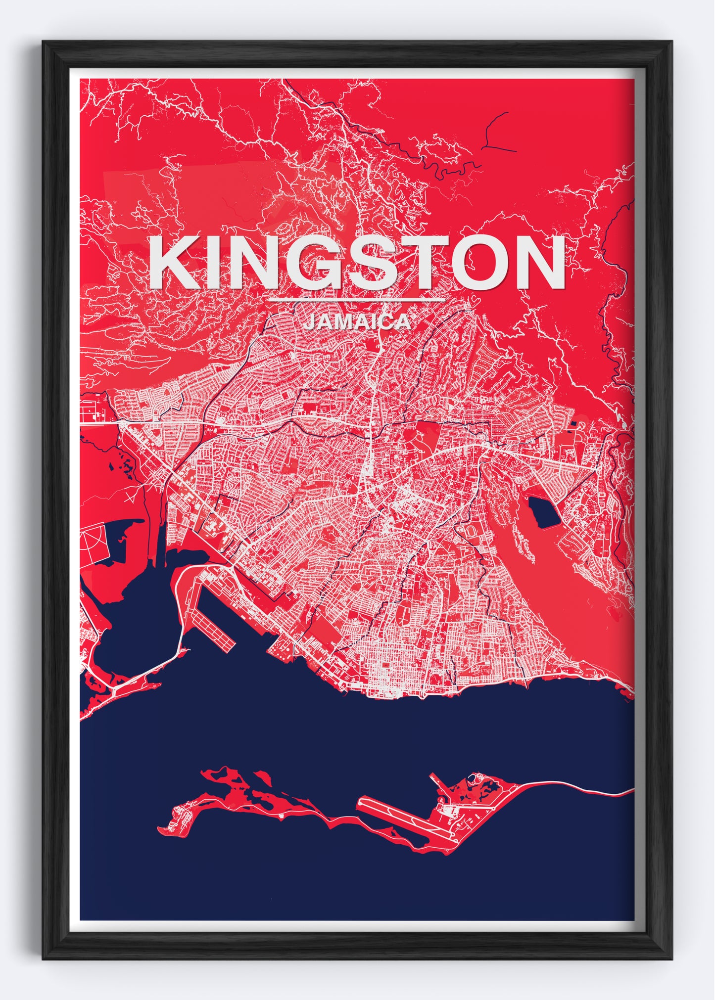 Jamaica - Kingston Map Art Wall Print