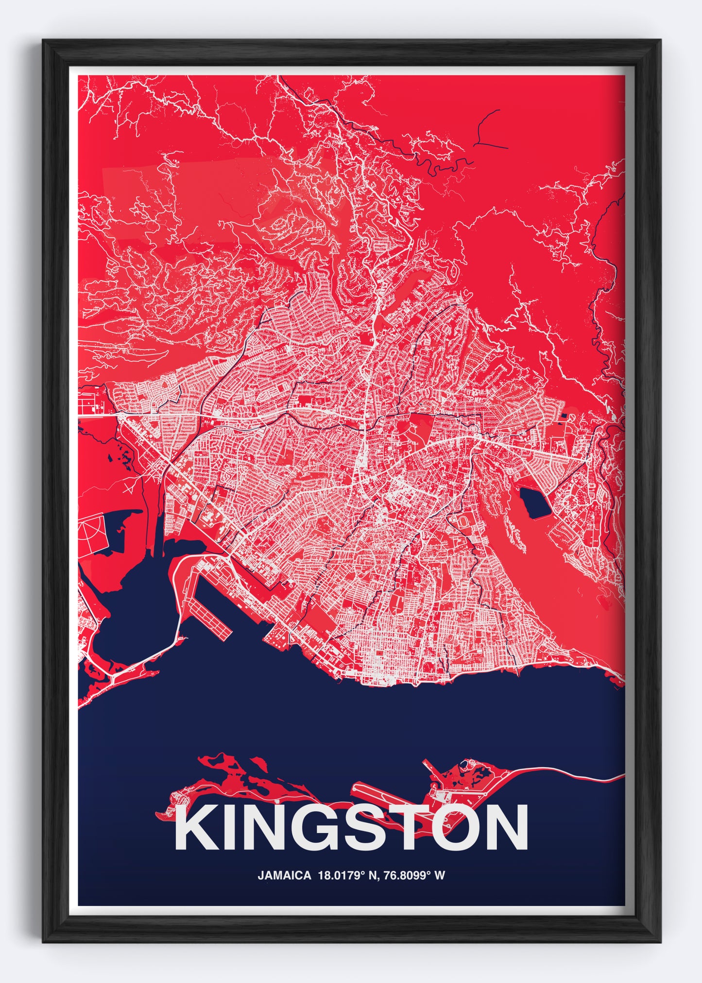 Jamaica - Kingston Map Art Wall Print