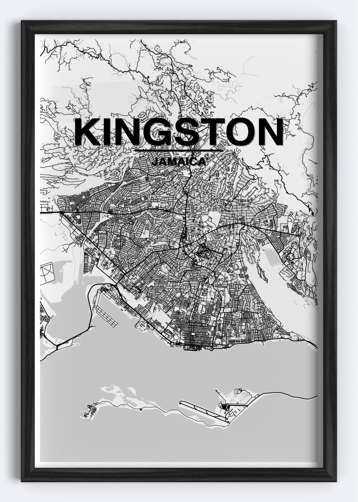 Jamaica - Kingston Map Art Wall Print