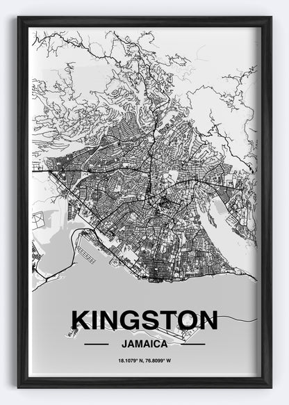 Jamaica - Kingston Map Art Wall Print