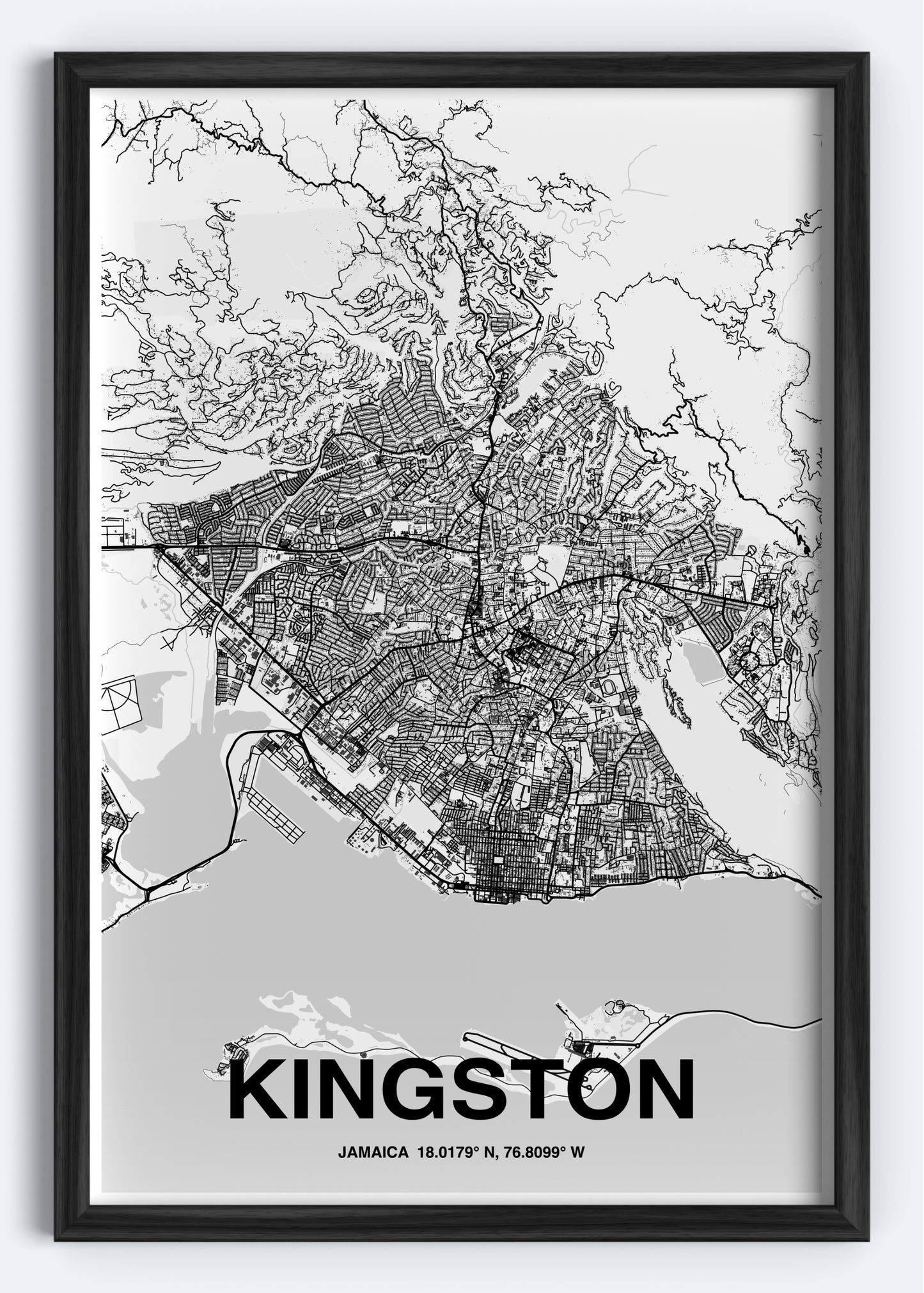 Jamaica - Kingston Map Art Wall Print