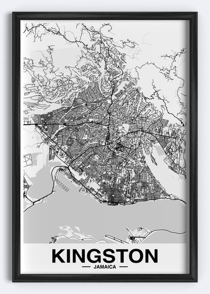 Jamaica - Kingston Map Art Wall Print