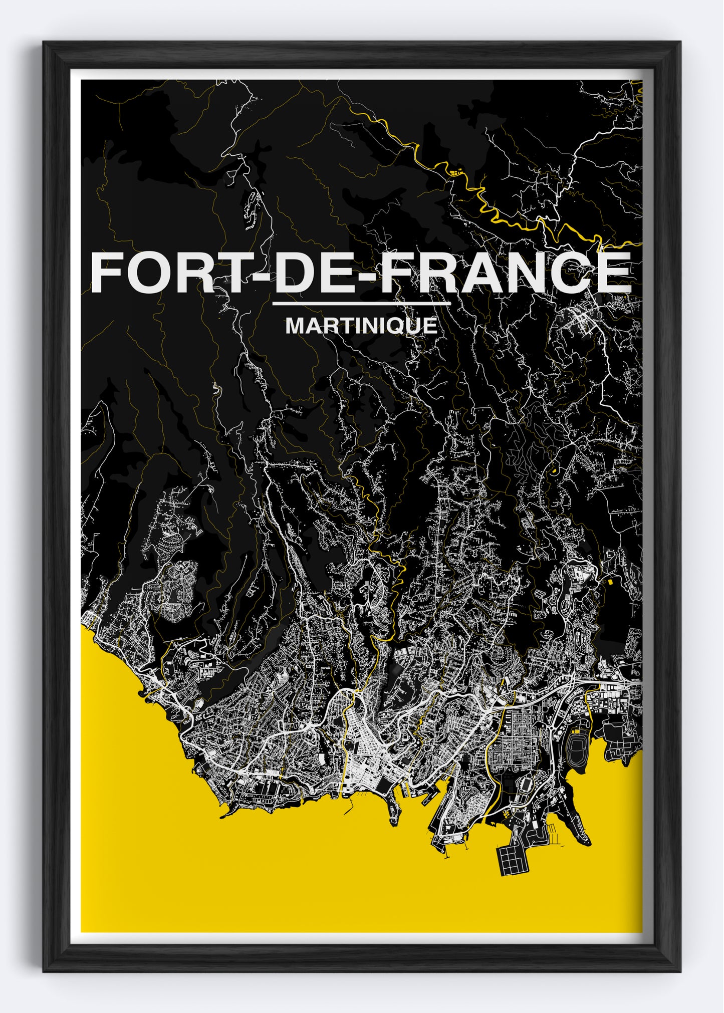 Martinique - Fort-de-France Map Art Wall Print