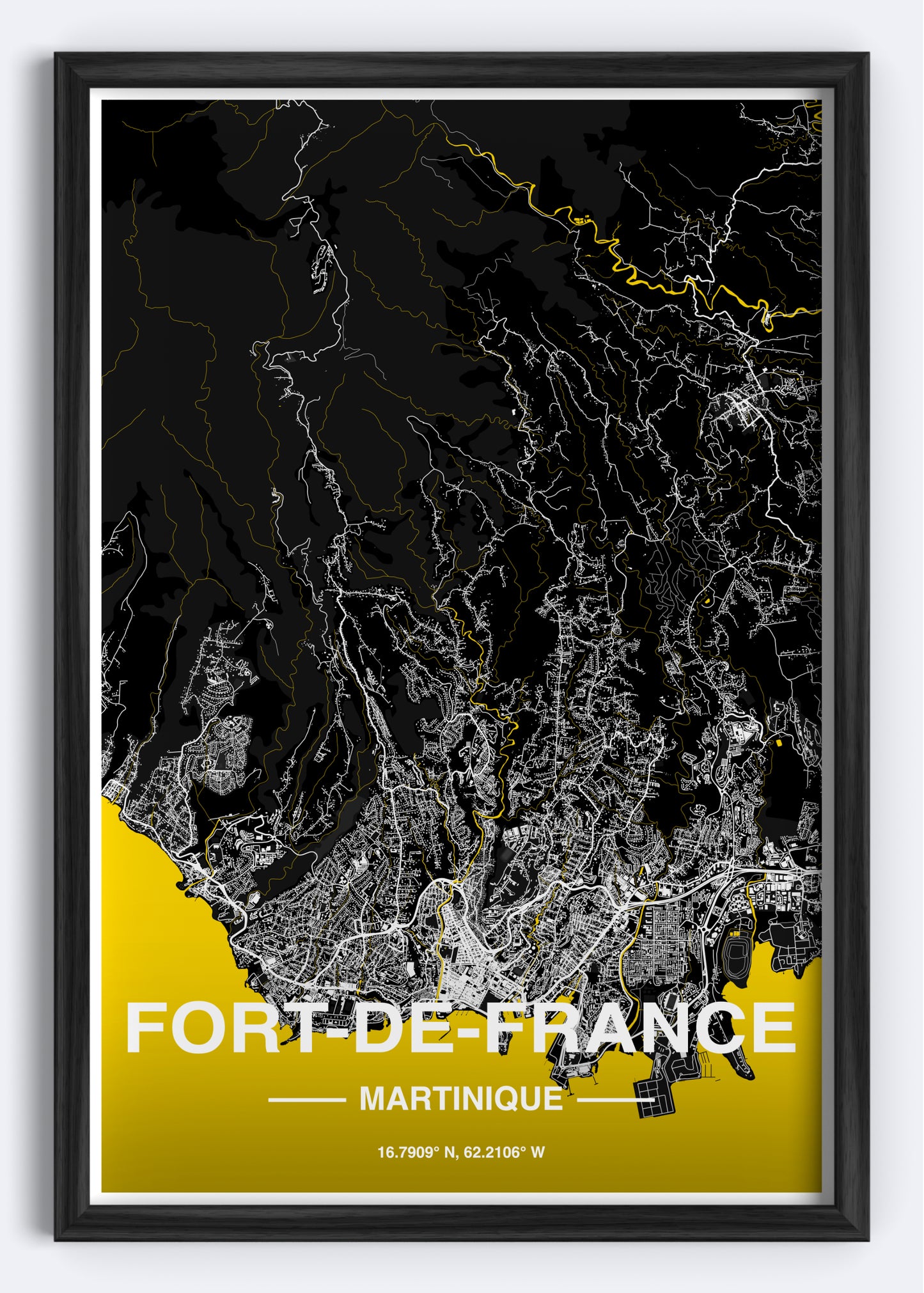 Martinique - Fort-de-France Map Art Wall Print