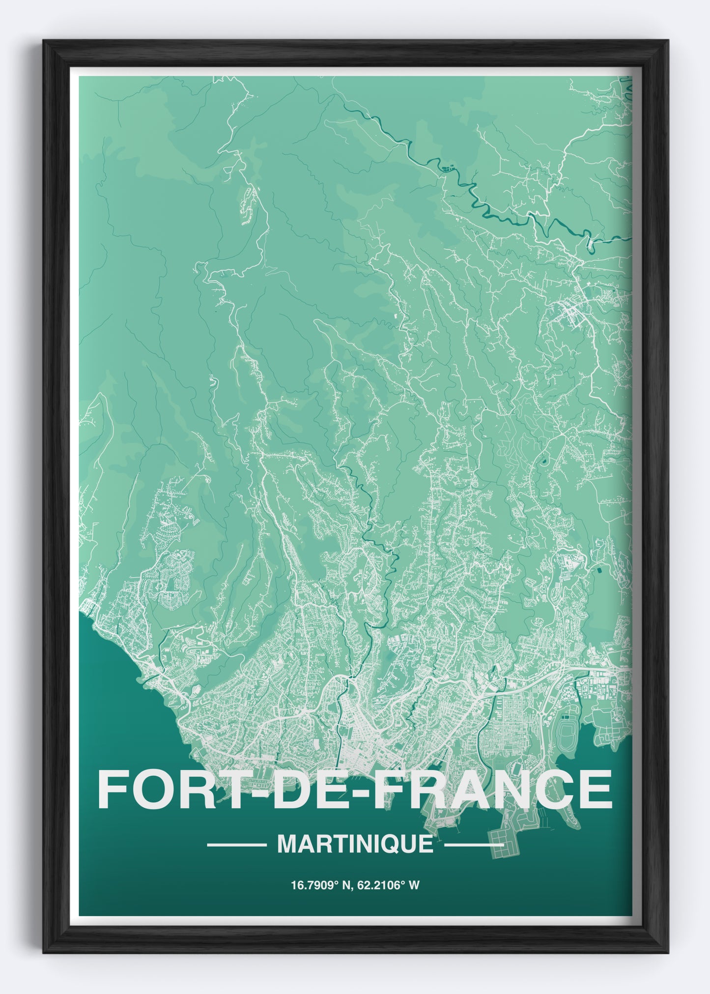 Martinique - Fort-de-France Map Art Wall Print