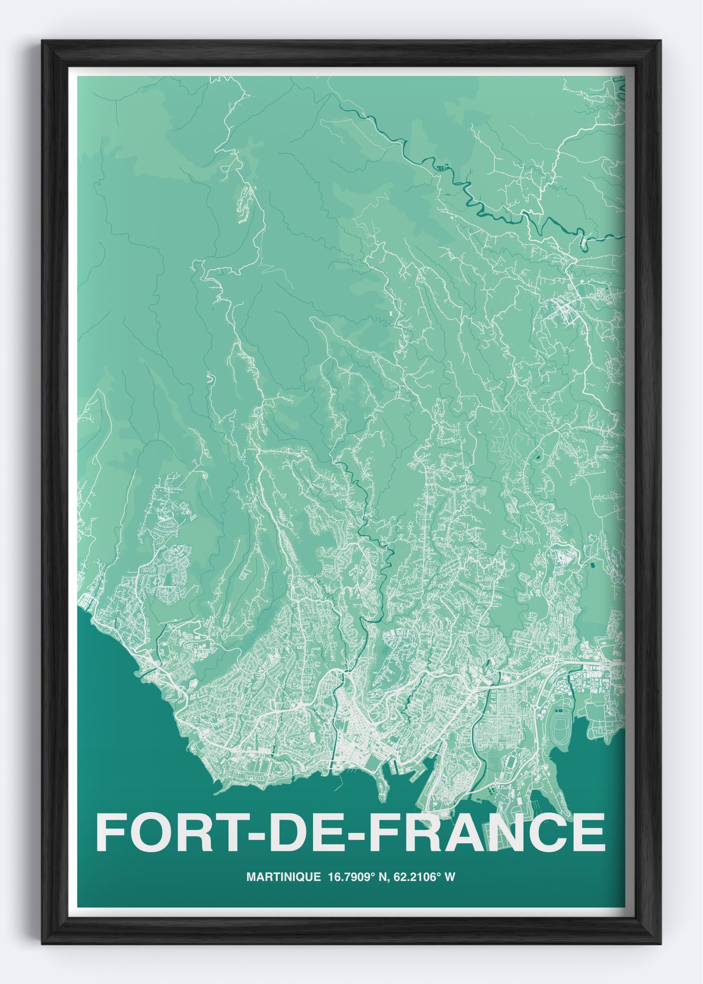 Martinique - Fort-de-France Map Art Wall Print