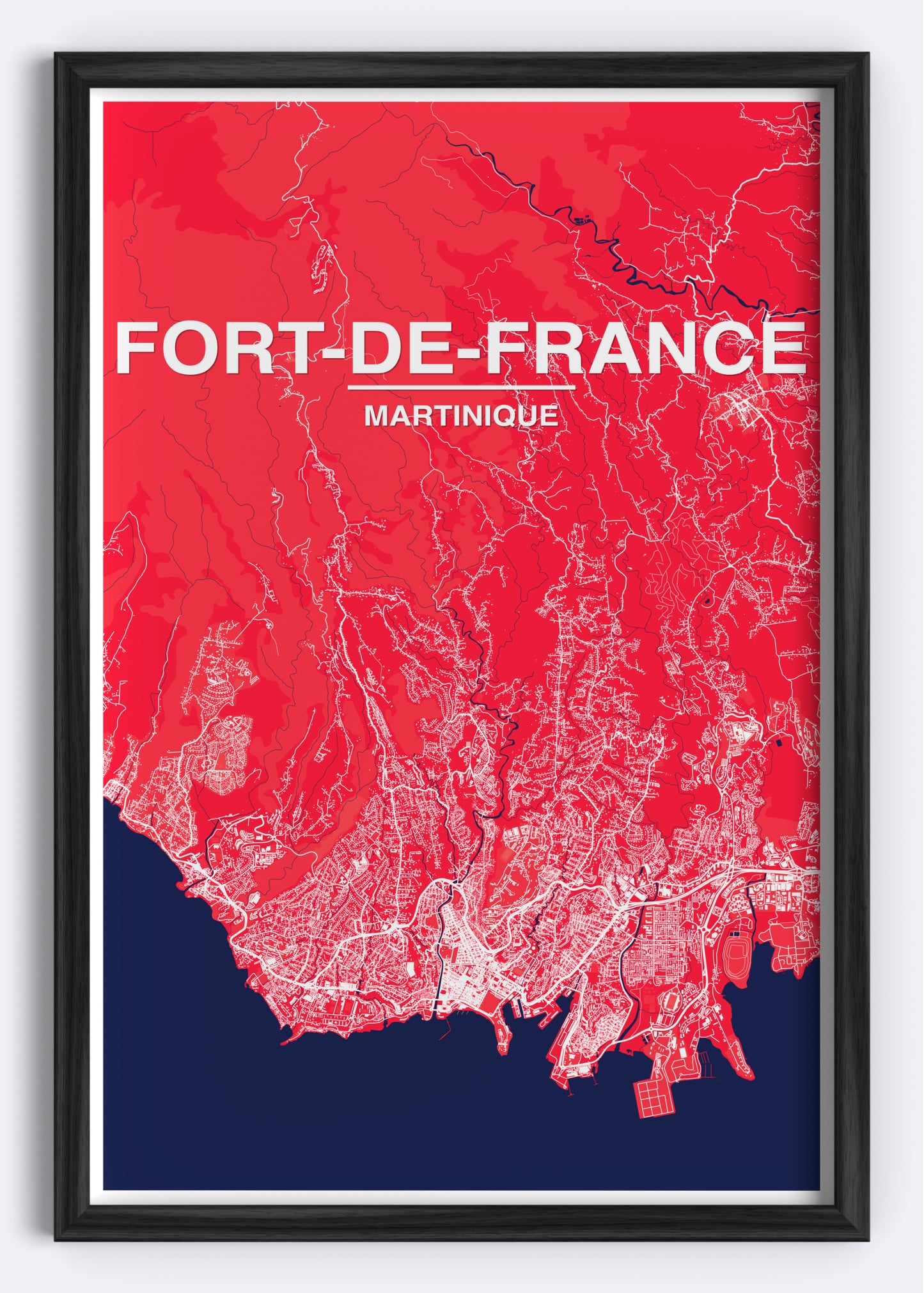 Martinique - Fort-de-France Map Art Wall Print