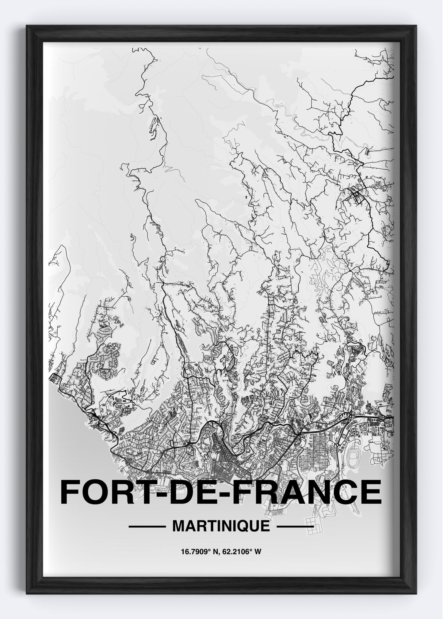 Martinique - Fort-de-France Map Art Wall Print