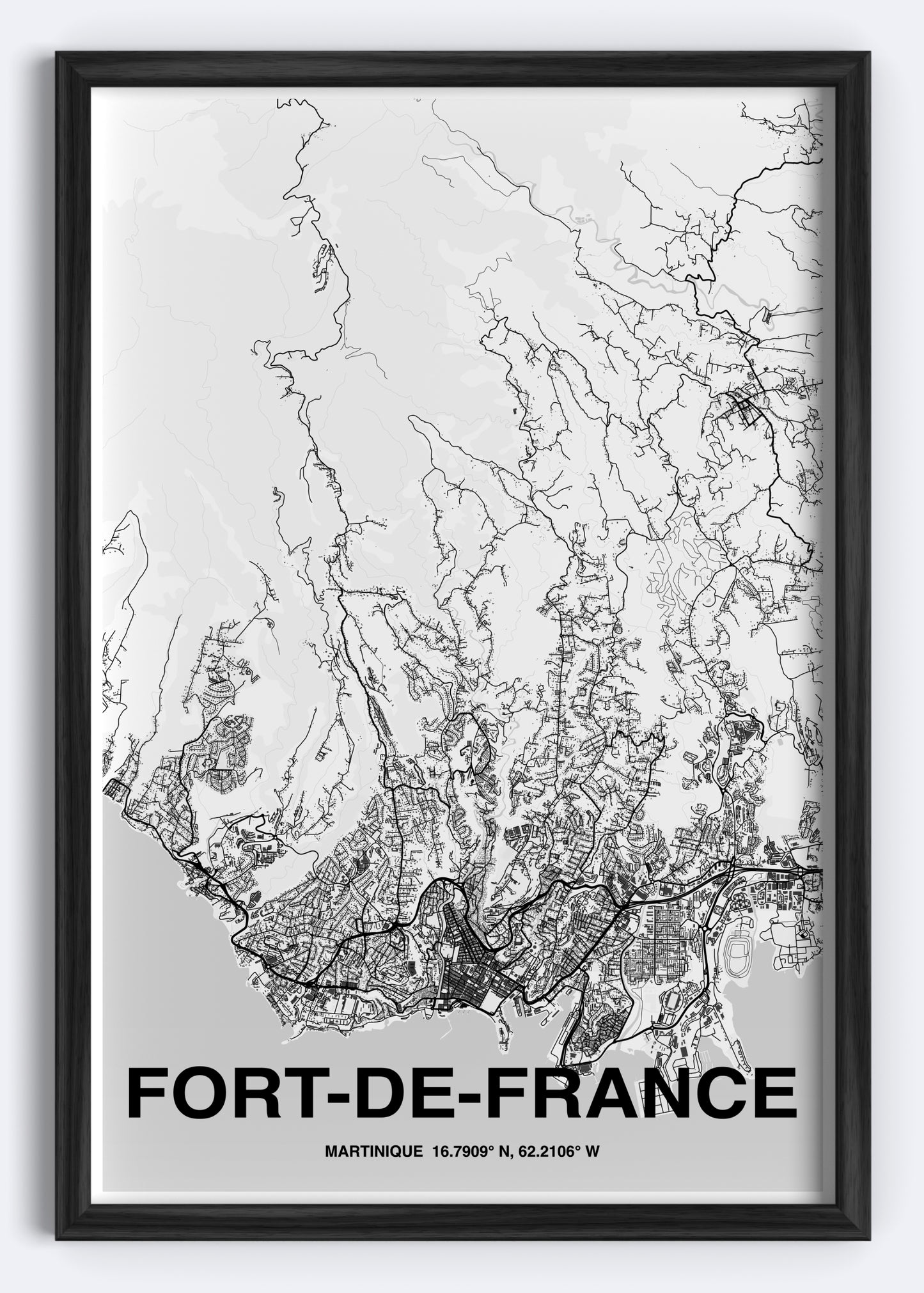 Martinique - Fort-de-France Map Art Wall Print