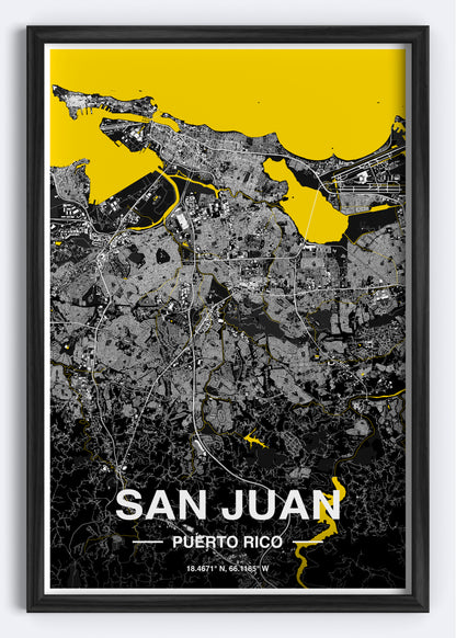 Puerto Rico - San Juan Map Art Wall Print