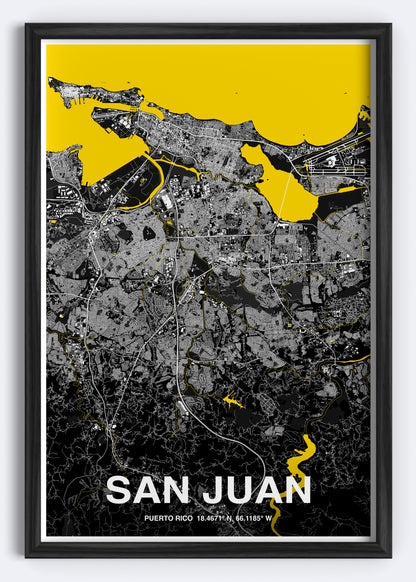 Puerto Rico - San Juan Map Art Wall Print