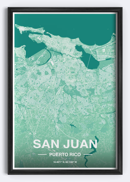 Puerto Rico - San Juan Map Art Wall Print