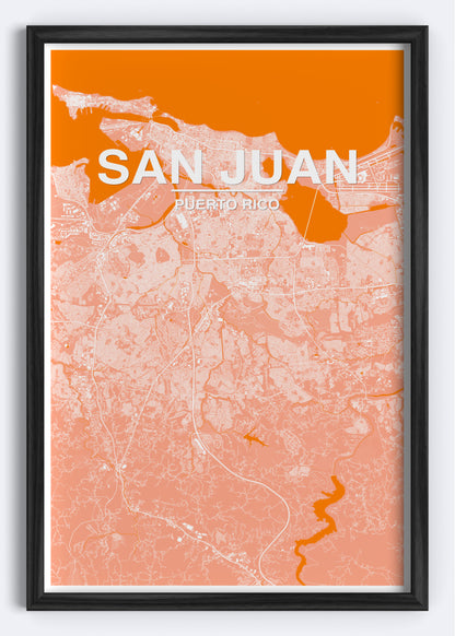 Puerto Rico - San Juan Map Art Wall Print